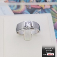 แหวนเงินแท้ 92.5% ชุบทองคำขาว ฝังเพชร CZ แหวนผู้ชาย เท่ห์ๆ RG0234