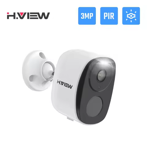 H.VIEW PIR Battery Powered Camera Wireless Outdoor, 2K 3MP WiFi Security Camera with Spotlight Siren