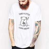 Coffee Break Unisex Short-Sleeved T-Shirt 8 Colors Bear Hobby Camping CAFE Hand-Punched Outdoor Life