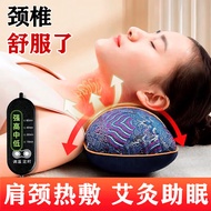 艾草电加热枕头颈椎枕成人睡觉专用骨头形枕艾灸热敷护颈枕 加热款艾草骨头枕（亲肤绒面-典雅蓝）