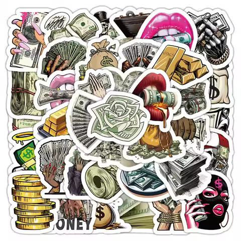 50pcs Cute Funny Cartoon Money World Graffiti Stickers DIY Fridge Laptop Suitcase Notebook Stationer