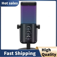 USB Gaming Microphone RGB Condenser Mic with Noise Cancellation Monitoring for Streaming/Recording/A