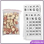 [PrettyiaMY] Bingo Supplies Bingo Cards with 75 Bingo Numbers Chips Set for Family Friend Adults Toy