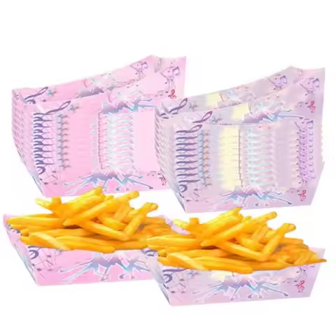 K-pop Theme Paper French Fries Trays, Demon Disposable Paper Food Trays Boat Shape French Fries Cont