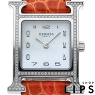 นาฬิกา Hermes H Watch ประดับเพชรที่ขอบหน้าปัด หน้าปัดเปลือกหอย รุ่น HH1.235 พร้อมกล่องและใบรับประกัน