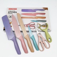 Set pisau dapur 6 in 1 stainless kitchen knife set gunting pengupas