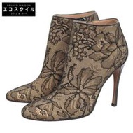 รองเท้าบูทสั้นลูกไม้ลายดอกไม้สำหรับผู้หญิง ยี่ห้อ Alaia สภาพเหมือนใหม่ สีดำ/ส้ม ไซส์ 35