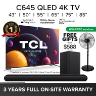 New | TCL C645 QLED 4K Google TV 43 50 55 65 75 85 inch | Wide Color Gamut | Dolby Vision Dolby Atmos | 120 Hz DLG  | HDMI 2.1 | Google Duo