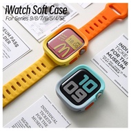 Gradient Color Silicone Soft Case for iWatch Ultra 2 49mm 45mm 41mm 44mm 40mm Watch Case Full Cover Protective Case Bumper for iWatch Series 9 8 7 6 5 4 3 SE2 Accessories