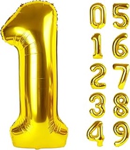 40 Inch Gold Number 1 balloon,Big Foil Mylar Balloon 1st 1 11 21 31 41 51 81 Party Wedding Birthday 