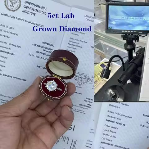Ring Lab Grown Diamond CVD HPHT Lab Grown Diamond Ring 5ct F VS1 With IGI Certicfication 14K Gold Ro
