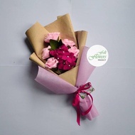Buket Bunga Mawar Hydrangea Flanel Berkualitas