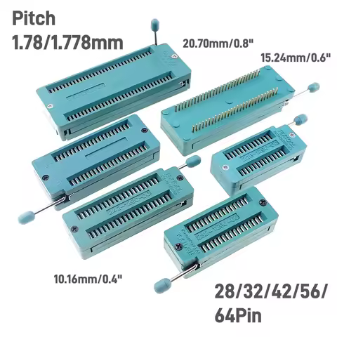 Test Tool IC DIP ZIF ZIP Socket 28 32 42 56 64 Pin Pitch 1.78 mm 1.778 Press-Fit Dual Row Spacing 10