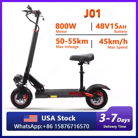 J01 Electric Scoote 800W Motor 48V15ah Battery Dual Hydraulic Braking EScooters 10 off-road pneumati