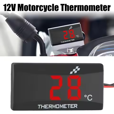 Motorcycle Thermometer With Senso Motorcycle Thermometer Water Tank Retrofit 0~120°C Monitor Red Blu
