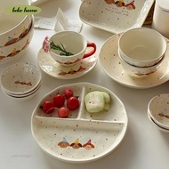 Kekeke ins Korean Fairy Tale Style Ceramic Tableware Collection Bowls Plates Cup Saucers 211 Compart