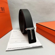 Fashionable Men's Leather Belt TF Buckle Real Leather Waist Belt Stylish Match All T Buckle Pants Be