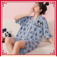 baju tidur wanita seksi baju tidur wanita Baju tidur wanita musim panas kapas lengan pendek kardigan kimono 2022 set pakaian santai boleh pakai longgar bersaiz besar baharu