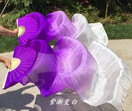 cod Hot-Sale 1pair(1L+1R) Real Silk Belly Dance Fan Veils Classic 1.8m Bamboo Rib Silk Fans Veil for