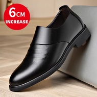 New Genuine Leather Men's Flat / 6CM Heightening Elevator Shoes Business Formal Leather Shoes Man British Casual Wedding Shoes