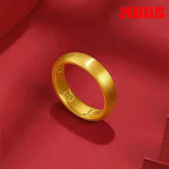 [MHUS] AU999 pure gold six-word mantra ring real gold closed ring men and women fashion ring ring je