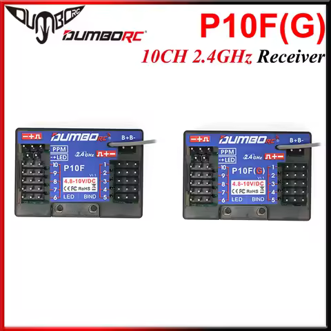 DUMBORC P10F P10FG 10CH 2.4GHz Receiver Gyro Voltage Return 4.8-10V RX for X10P-350 DDF-350 X6PM-350