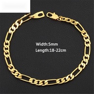 Saudi gold 24k nasasangla bracelet men's 6MM flat side chain jewelry&-*-*-**