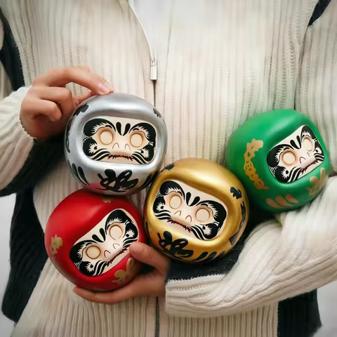 Japanese Ceramic Daruma Statue, Lucky Charm, Zen Ornament, Fengshui Figurine, Money Box, Home Tablet