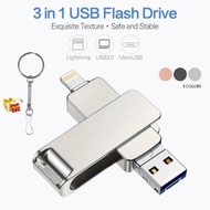 3 in 1 Usb3.0 Flash Drive 1TB Mental Drive Data Storage 512GB Otg Prndrive For iPhone External Stora