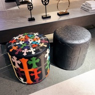 Influencer Cloakroom Light Luxury Living Room Change Shoes Round Sofa Stool Crow Heart Clothing Stor