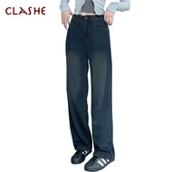 Clashe Retro Straight Jeans Women Loose Celana Jeans Wanita High Waisted Wide Leg Denim Pants Baggy 