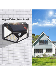 100 LED戶外太陽能壁燈防水感應器太陽能街燈，適用於花園裝飾