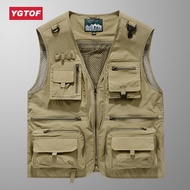 YGTOF 14 Pockets Summer New Men US Tactical Hiking Fishing Vest Mens Photographer Waistcoat Mesh Car
