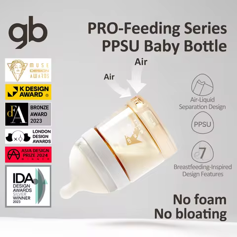 gb PPSU Baby Bottles 3 Sizes - Award-Winning PPSU-Liquid Separation Tech | 7FB Breast-like Nipple &