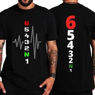 Men's Double Sided Print T-Shirts Funny Manual Transmission 1N23456 Motorcycle Speed Fashion Tops Ov