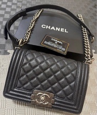 Boy Chanel 復古銀扣 荔枝皮 20cm mini
