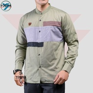 Baju muslim pria panjang model terbaru yodha abu coklat putih polos kemeja koko dewasa basic toyobo
