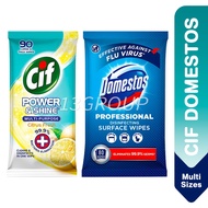 Cif Domestos Wet Wipes Power Shine Multi Purpose Antibacterial, 30s-90s