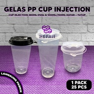 Pp Cup Injection Oval 380Ml 12Oz & Datar 500Ml 16Oz & 700Ml 24Oz / Gelas Plastik Tebal / Thinwall Cu