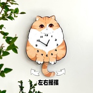 Cat Cute Creative Swing Clock Wall Clock Household Living Room Children Room Decoration Watch Mute W