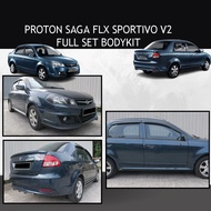 PROTON SAGA FL FLX SPORTIVO V2 STYLE FRONT SKIRT, SIDE SKIRT, REAR SKIRT MATERIAL PU GETAH SKIRT FUL