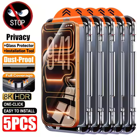 NNBILI 1-5pcs Full Cover Privacy Tempered Glass Screen Protector for iPhone 17 16 15 14 13 12 11 Pro