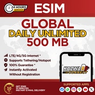 eSIM GLOBAL Daily Unlimited 500 MB Data | eSIM Activated Instantly