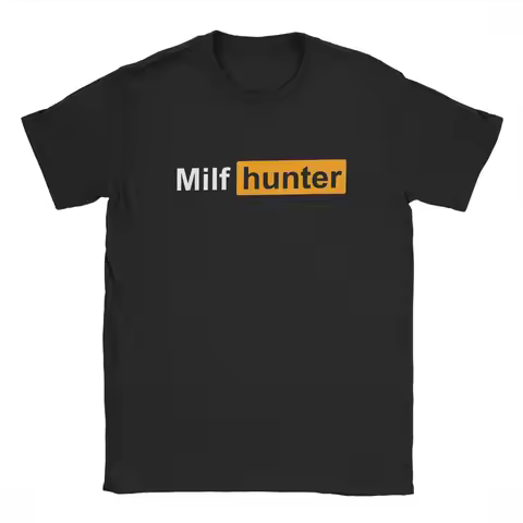 Men T-Shirt MILF Hunter Humor Joke Milfs Leisure Cotton Tee Shirt Short Sleeve Funny Porn T Shirt hu