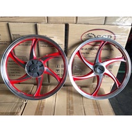 CLEAR STOCK SCP SPORT RIM 6 BATANG FULL SET WITH (BEARING & HUB) HONDA WAVE100 / EX5 DREAM / W125 10