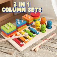 Wooden 3 in 1 Column Set Wooden Toys for kids Educational activity learning for kids