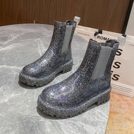2023New Ladies' Short Rain Boots Classic Fashion Chelsea Rain Boots Waterproof Shoe Cover Non-Slip Rubber Shoes Rain Sho