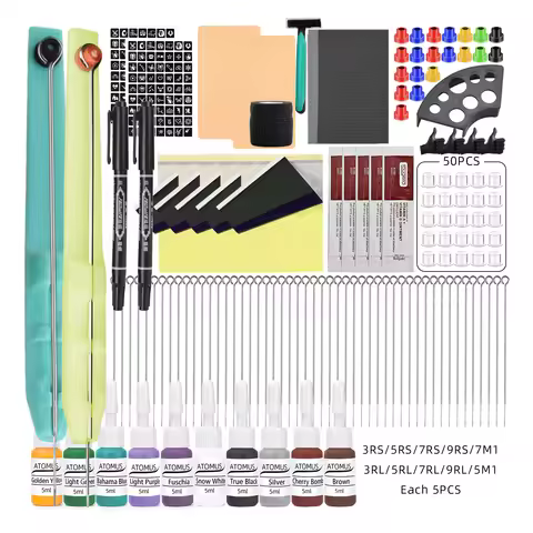 3D Hand Poke and Stick Tattoo Manual Pen Kit 3RL 5RL 7RL 3RS 5RS 7RS 9RS 5M1 7M1 Tattoo Needles DIY 