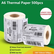 A6 Thermal Label Paper 500pcs Postage Shipping Roll Receipt Sticker 10x15cm 100 mm * 150 mm Ready Stock