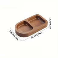 2/3 Grid Wooden Seasoning Dish Rectangle Tray Condiment Plate Breakfast Food Sushi Bread Dessert Sau
